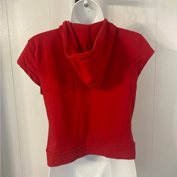Vintage NYC Women Red Hooded Zipper Top NWT size L - Picture 8 of 10